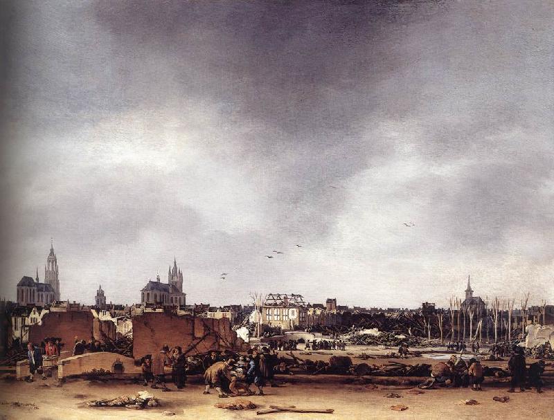 POEL, Egbert van der View of Delft after the Explosion of 1654 af Sweden oil painting art